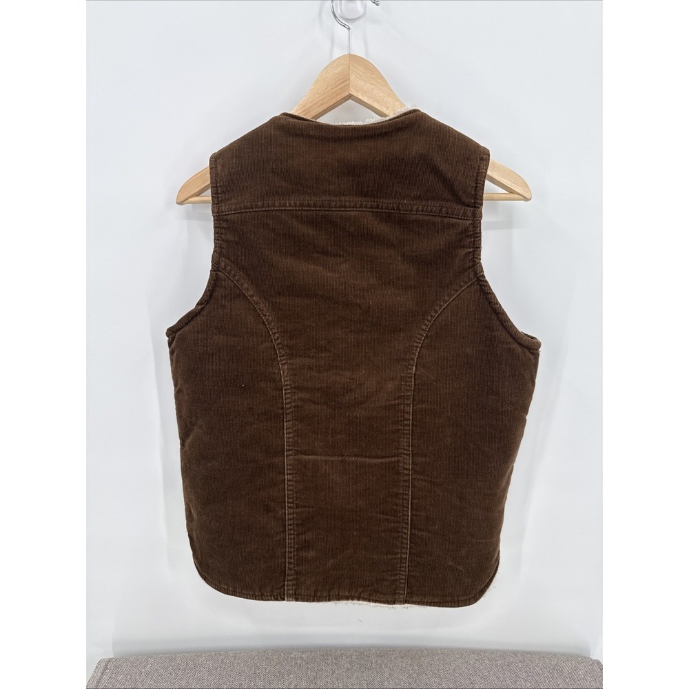Vintage Mens Chocolate Brown Corduroy Sherpa Vest Size Medium Retro Cowboy - Picture 5 of 8
